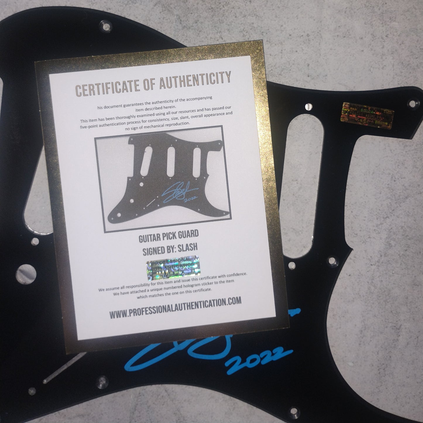 Slash Hand Signed Autograph Guitar Pick Guard COA Guns N Roses