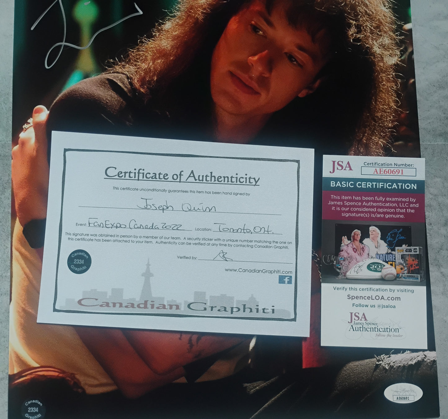 Joseph Quinn Hand Signed Autograph 11x14 Photo JSA COA Stranger Things