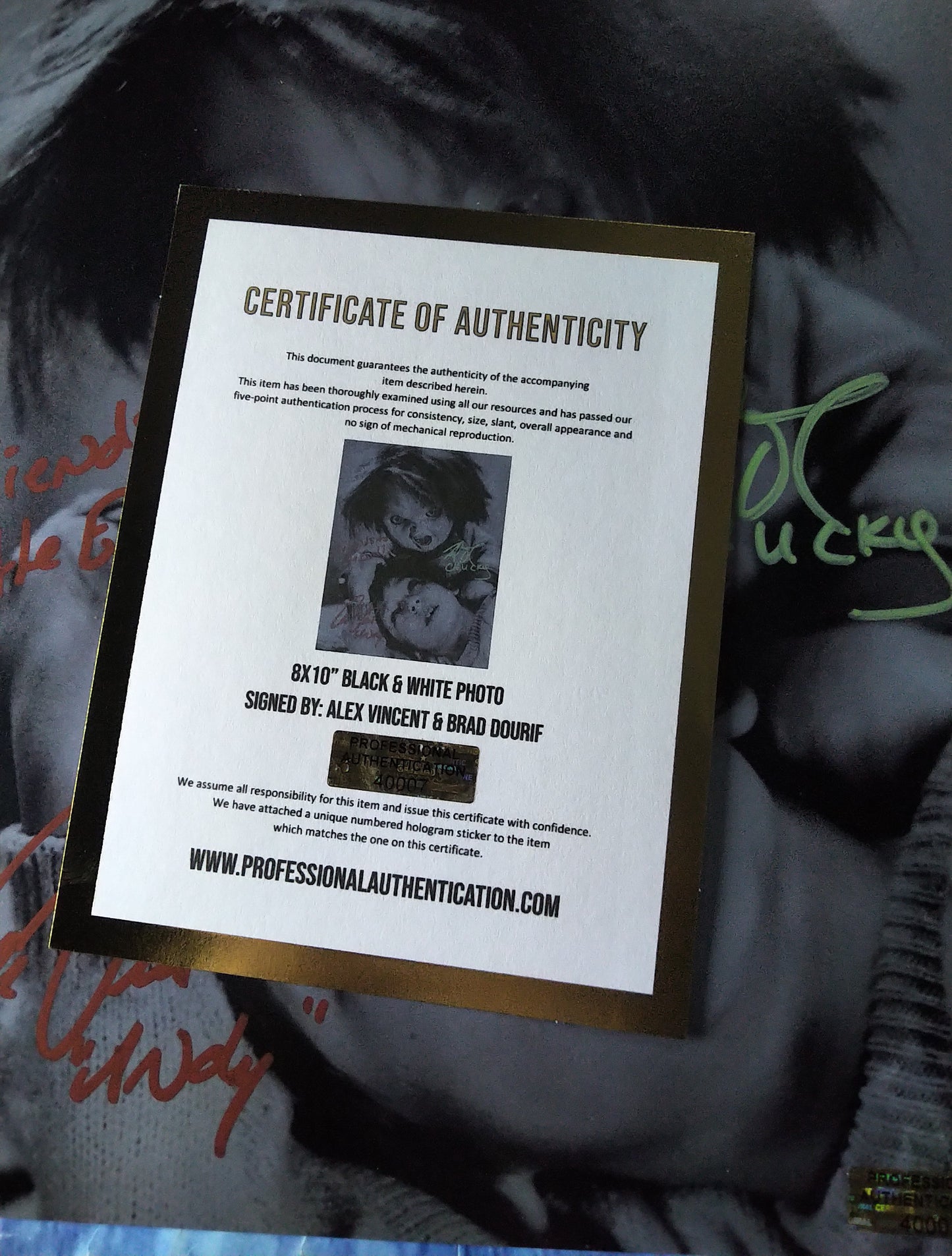 Brad Dourif & Alex Vincent Hand Signed Autograph 8x10 Photo COA Child's Play