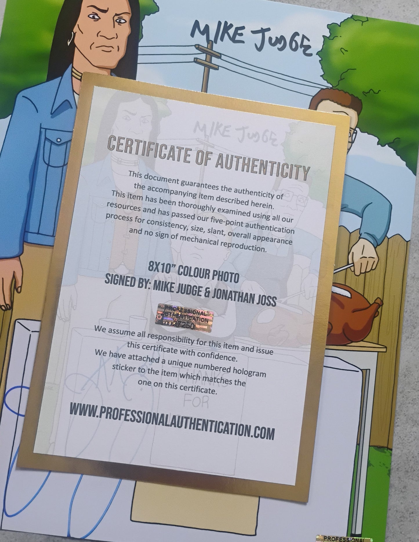 Mike Judge & Jonathan Joss Hand Signed Autograph 8x10 Photo COA King Of The Hill