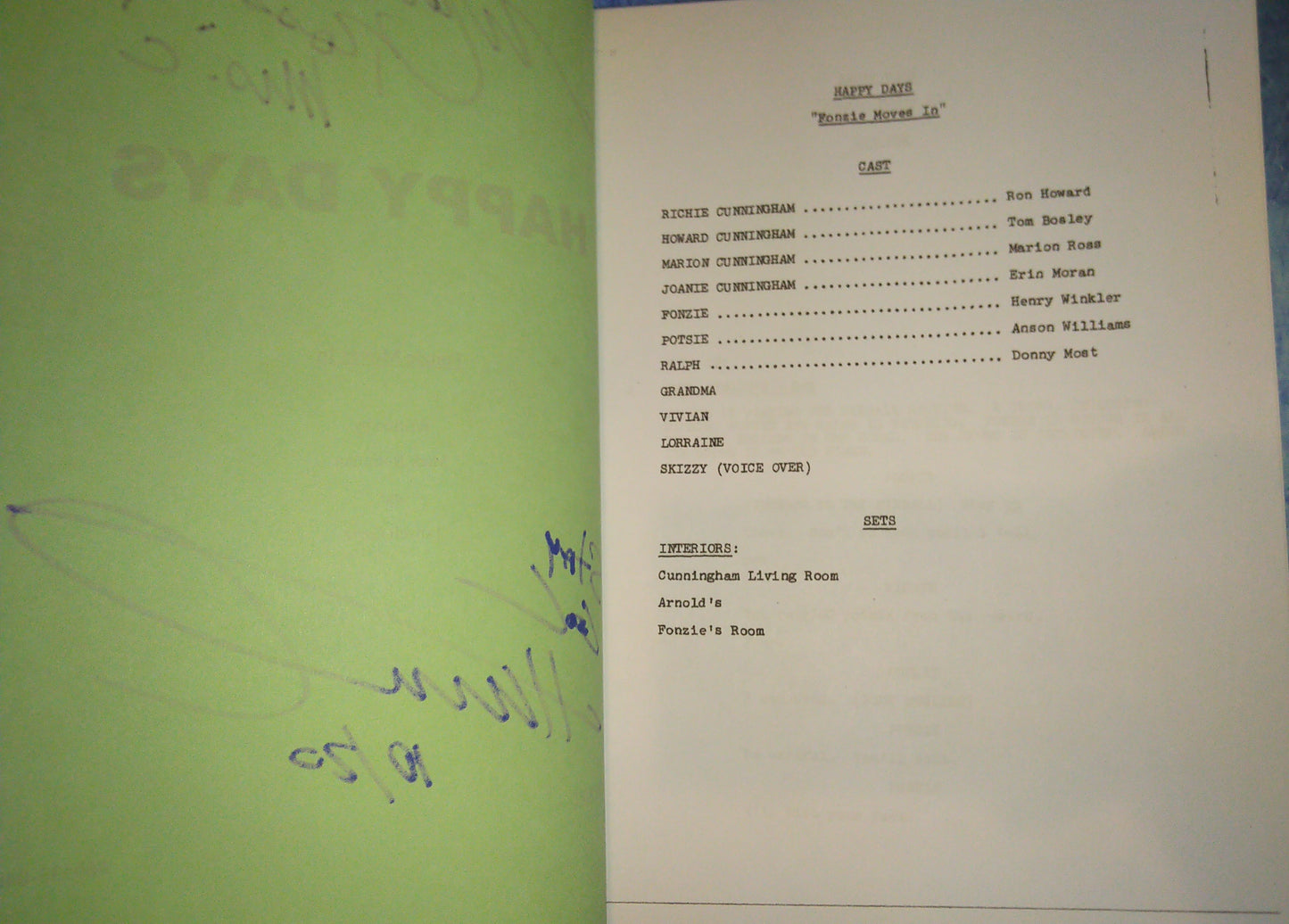 Marion Ross & Henry Winkler Hand Signed Autograph Happy Days Script COA