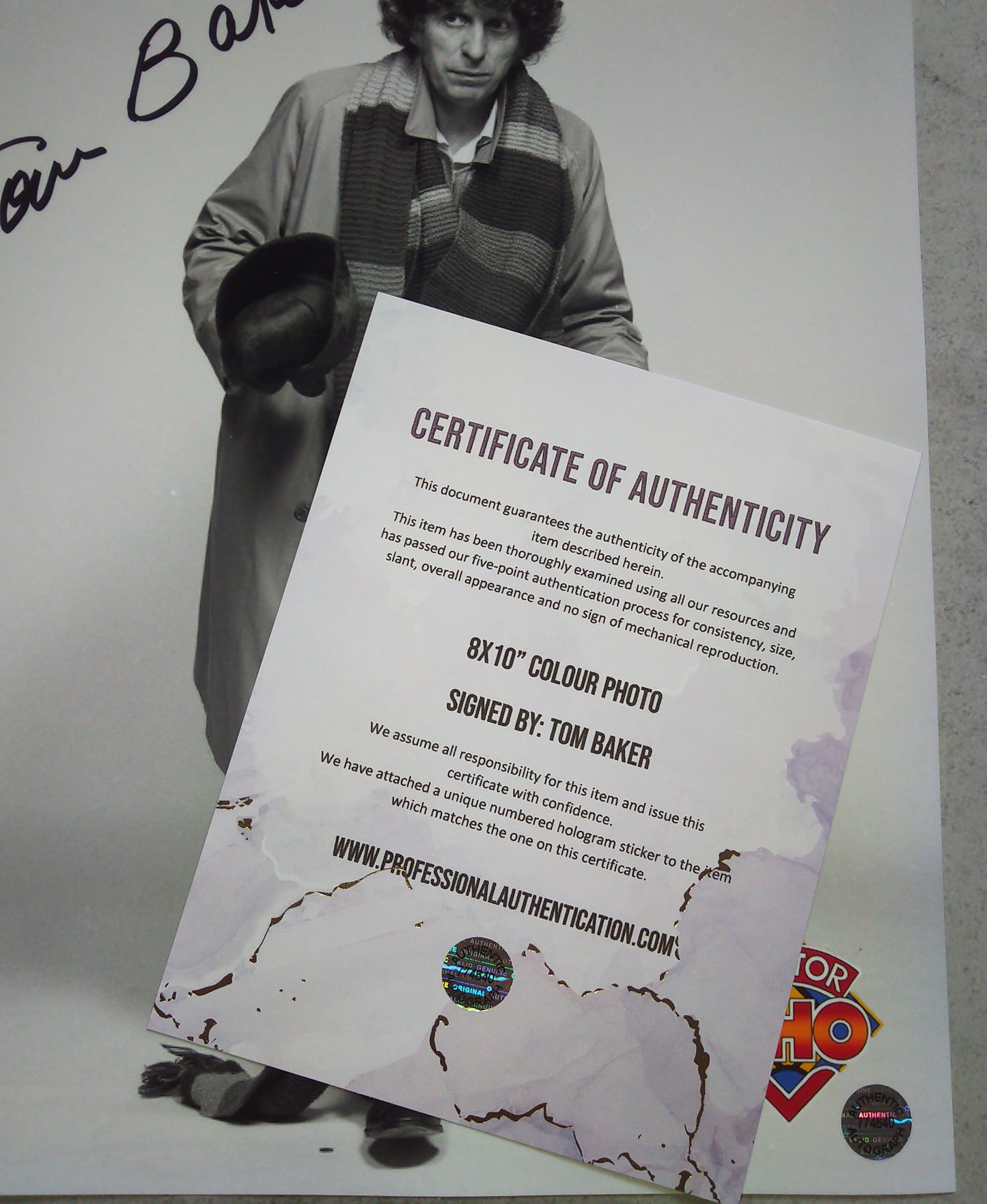 Tom Baker Hand Signed Autograph 8x10 Photo COA Doctor Who