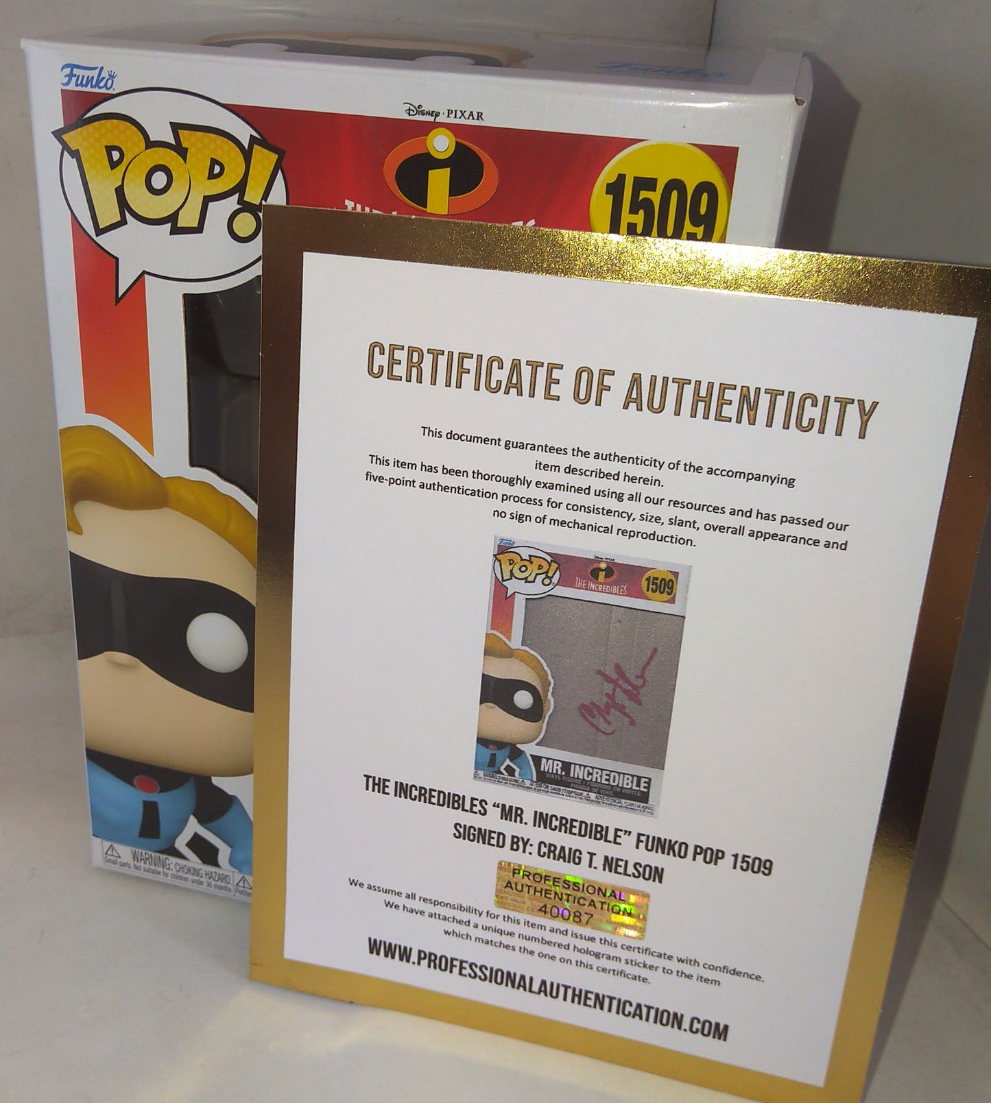 Craig T Nelson Hand Signed Autograph Mr Incredible Funko Pop COA + PSA