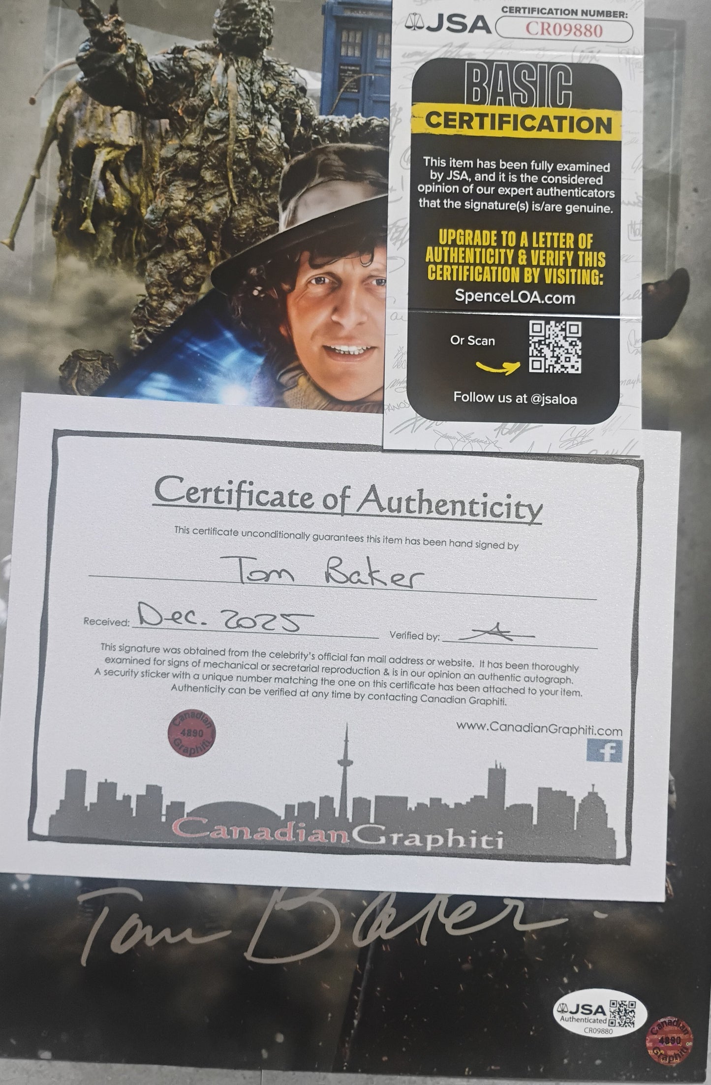 Tom Baker Hand Signed Autograph Photo JSA COA Doctor Who