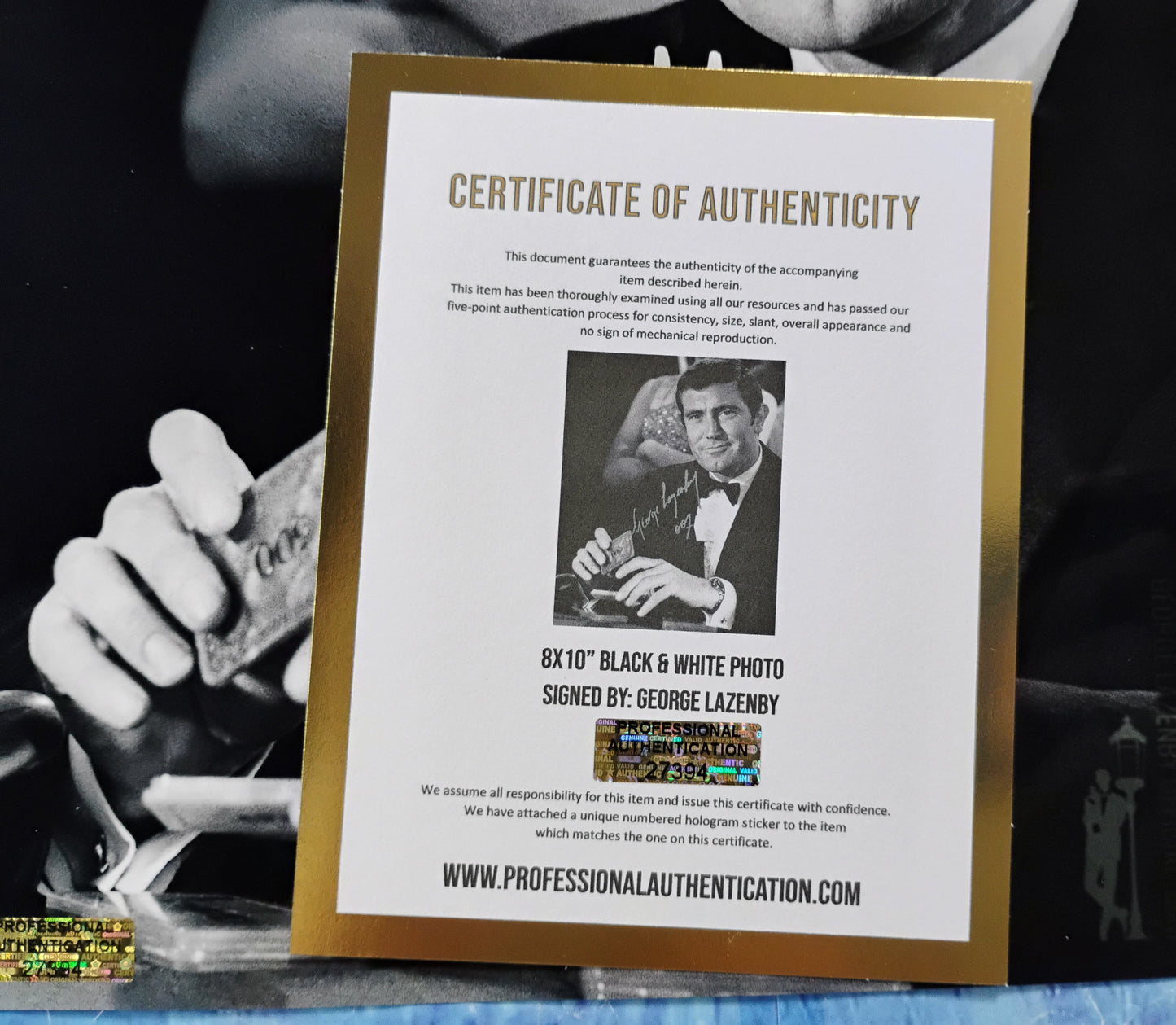 George Lazenby Hand Signed Autograph 8x10 Photo COA James Bond