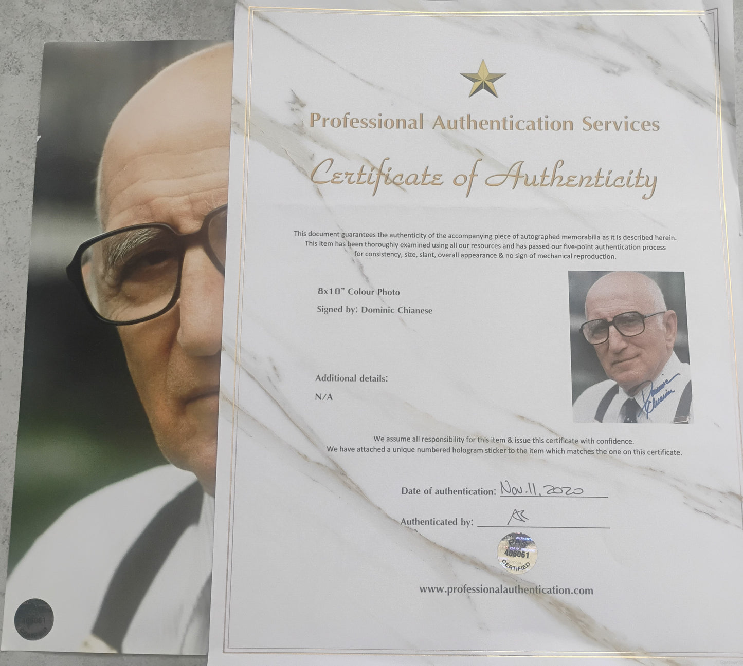 Dominic Chianese Hand Signed Autograph 8x10 Photo COA The Sopranos