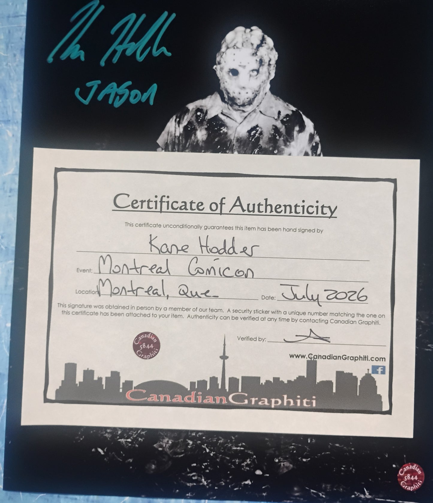 Kane Hodder Hand Signed Autograph 8x10 Photo COA Friday The 13th