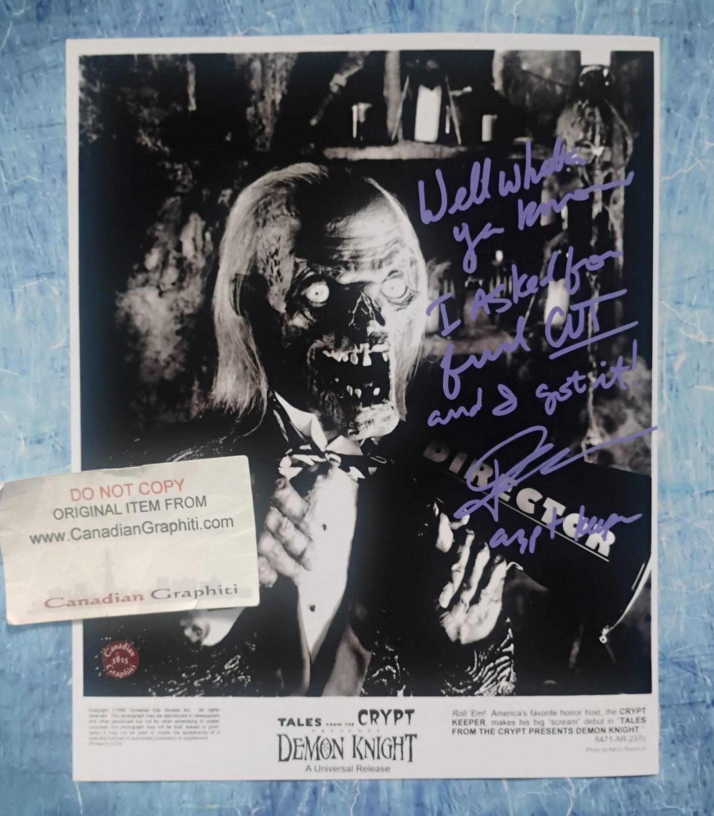 John Kassir Hand Signed Autograph 8x10 Photo COA Tales From The Crypt