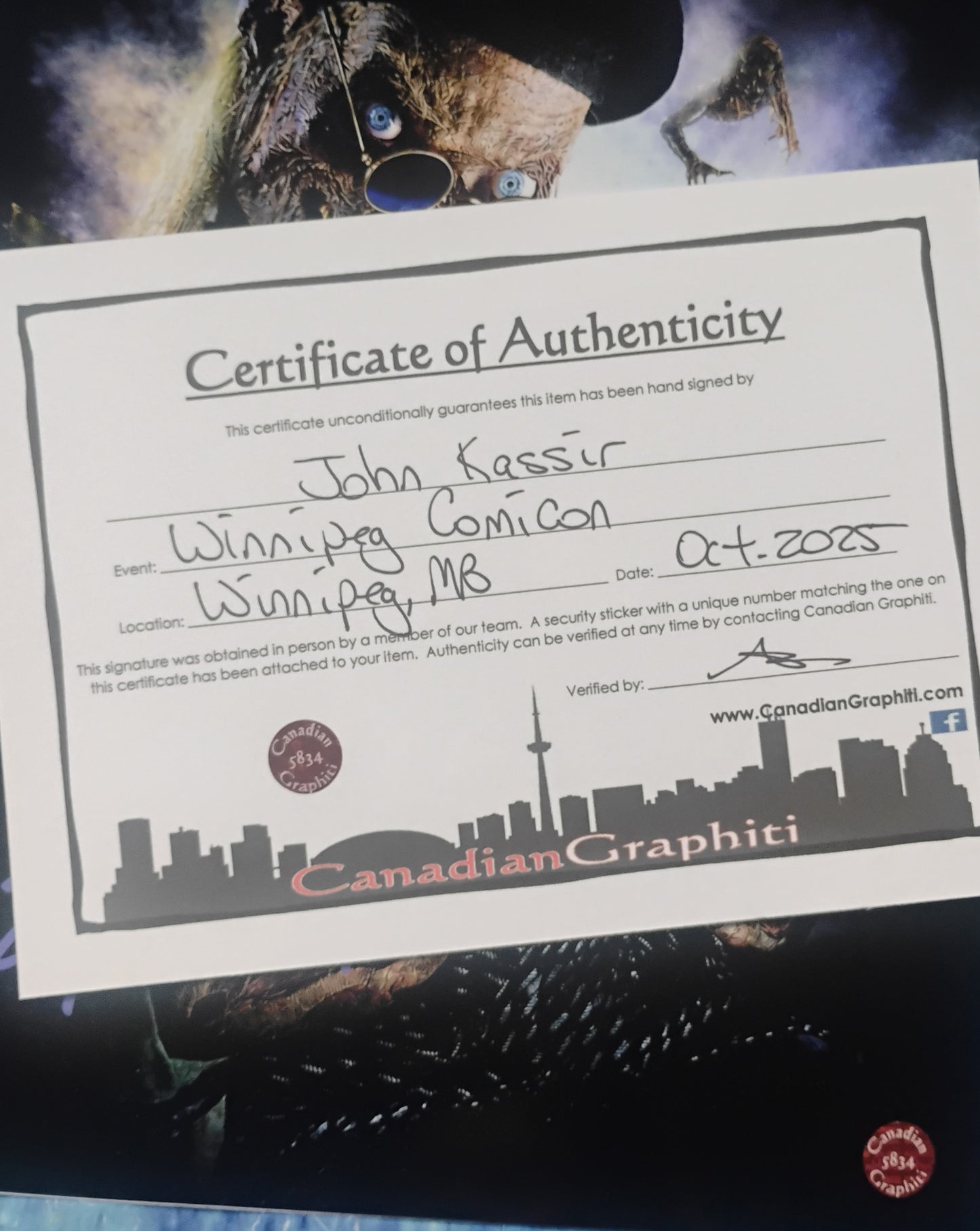 John Kassir Hand Signed Autograph 8x10 Photo COA Tales From The Crypt
