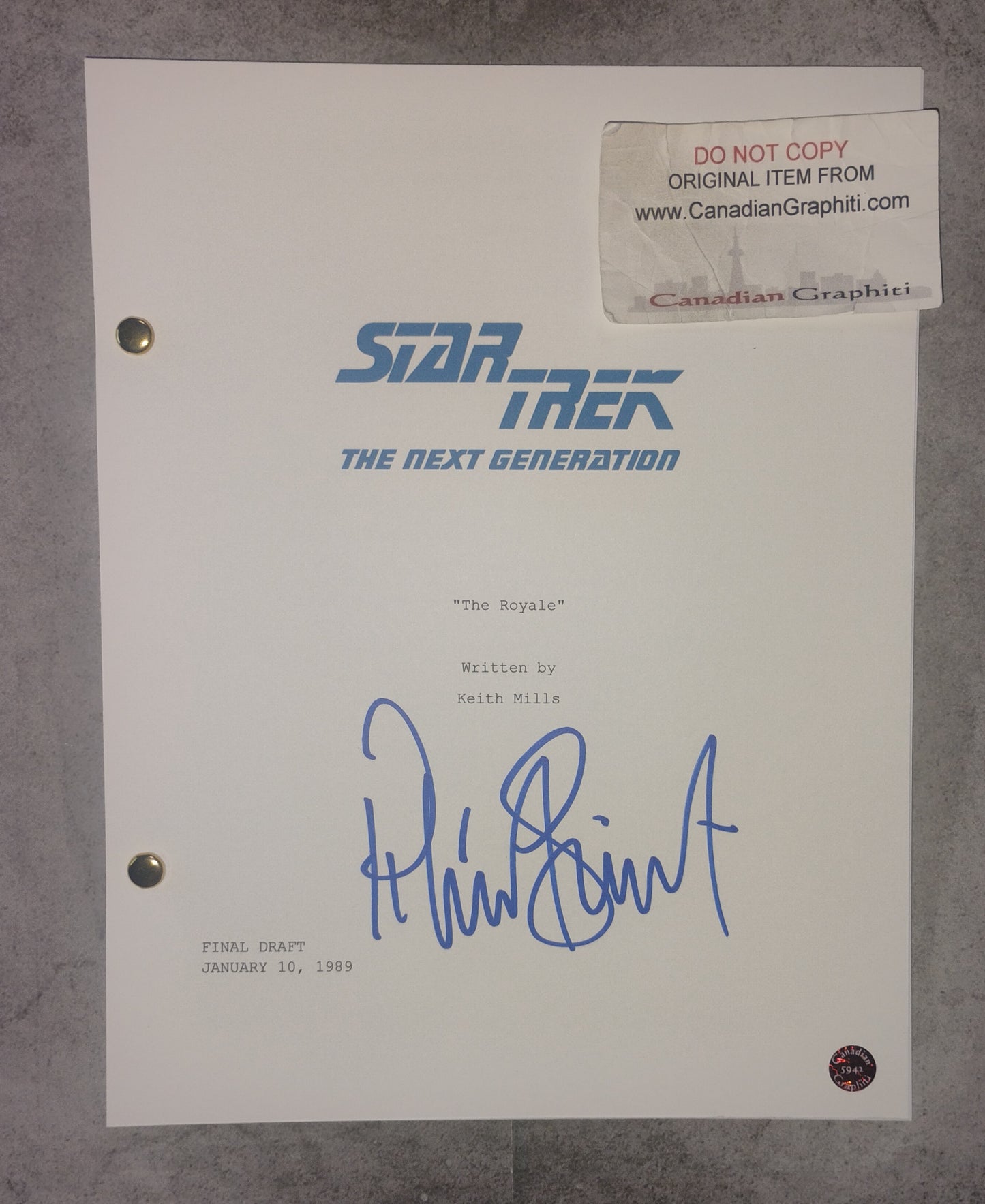 Patrick Stewart Hand Signed Autograph Star Trek The Next Generation Script COA