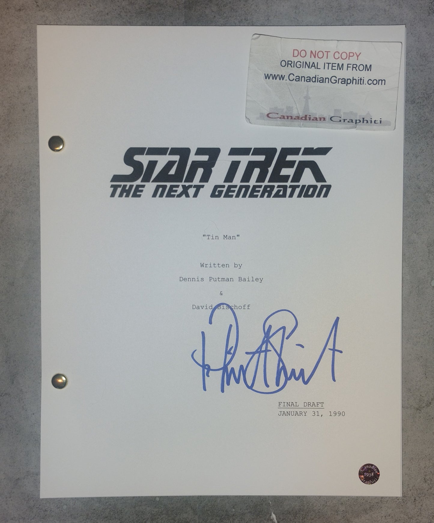 Patrick Stewart Hand Signed Autograph Star Trek The Next Generation Script COA