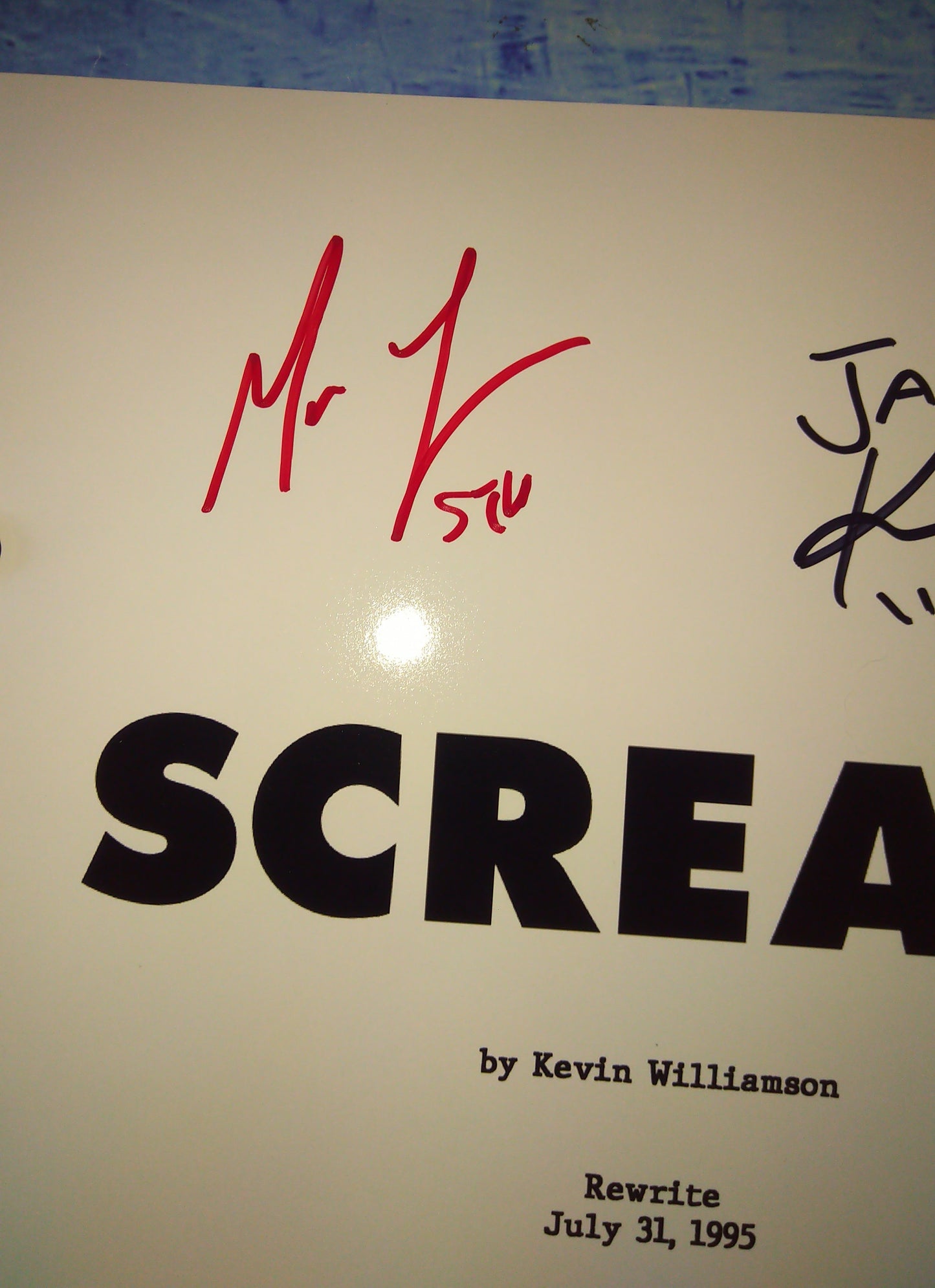 Matthew Lillard, Skeet Ulrich, Neve Campbell, Roger Jackson & Jamie Kennedy Hand Signed Autograph Scream Script