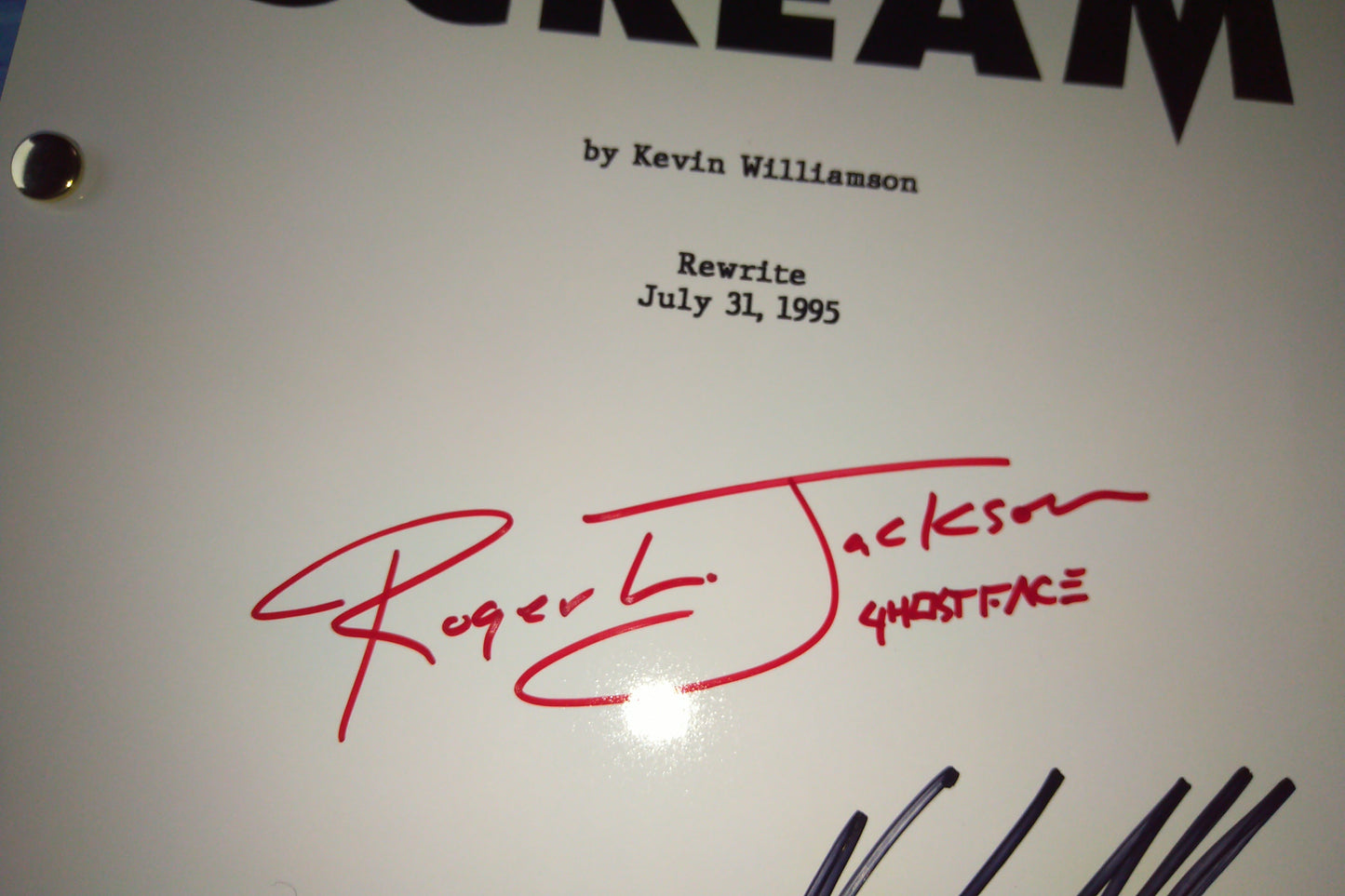 Matthew Lillard, Skeet Ulrich, Neve Campbell, Roger Jackson & Jamie Kennedy Hand Signed Autograph Scream Script