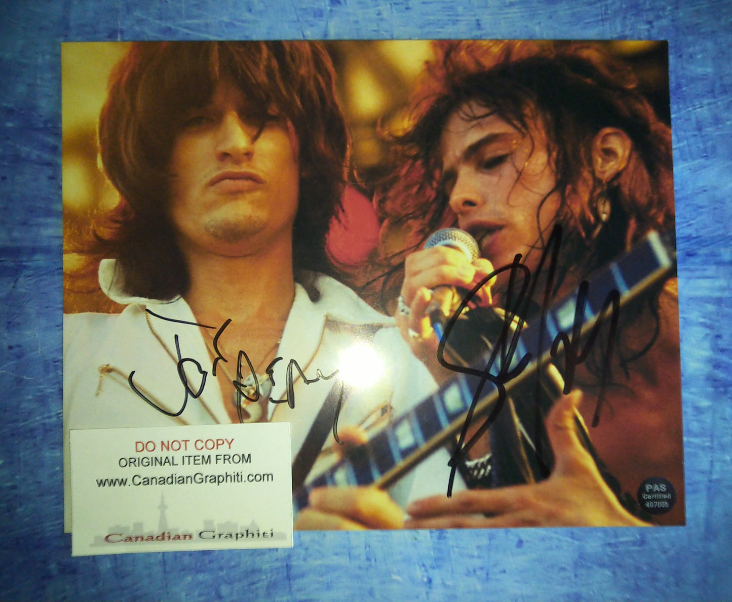 Aerosmith Joe Perry & Steven Tyler Hand Signed Autograph 8x10 Photo COA