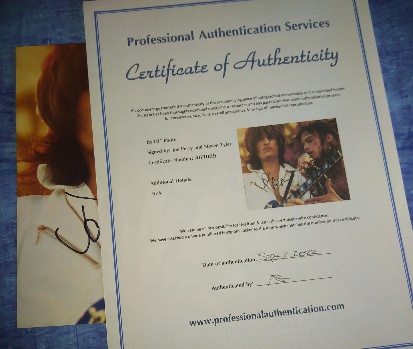 Aerosmith Joe Perry & Steven Tyler Hand Signed Autograph 8x10 Photo COA