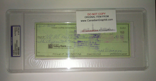 Joe DiMaggio Hand Signed Autograph Cheque Check PSA Rare Full Signature