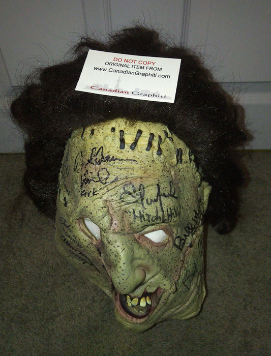 Texas Chainsaw Massacre 8x Cast Autographed Leatherface Mask