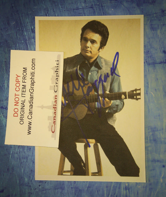 Merle Haggard Hand Signed Autograph Index Card Photo