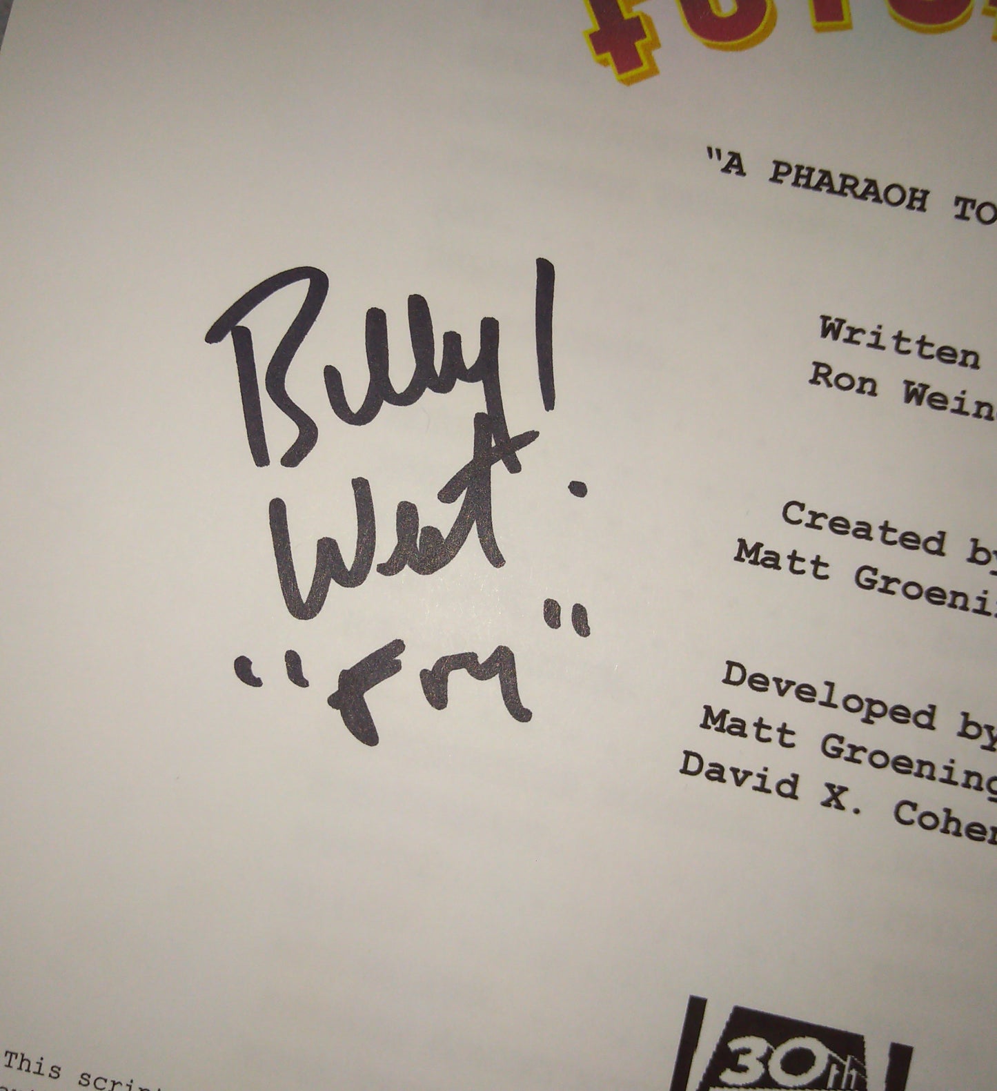 John DiMaggio & Billy West Hand Signed Autograph Futurama Script COA