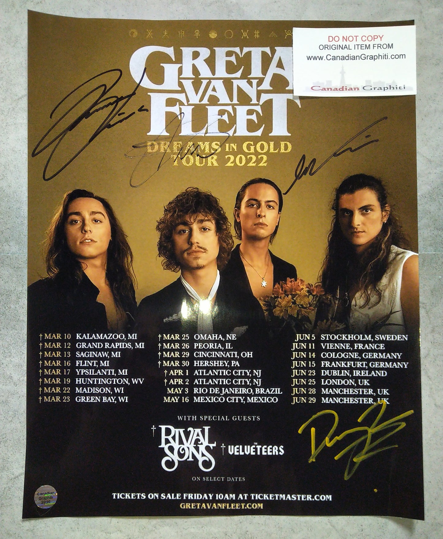 Greta Van Fleet Hand Signed Autograph Poster COA