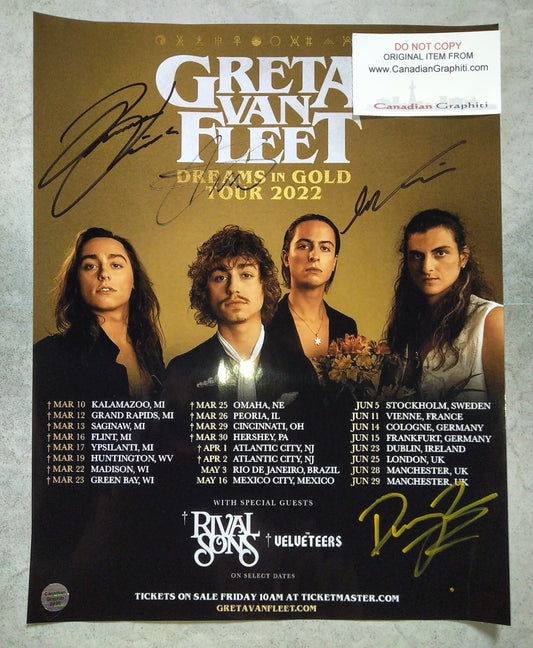 Greta Van Fleet Hand Signed Autograph Poster COA