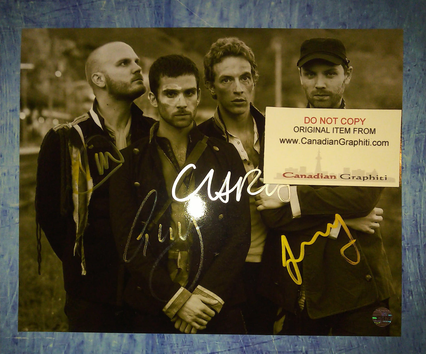 Coldplay Hand Signed Autograph 8x10 Photo Chris Martin, Jonny Buckland, Will Champion, Guy Berryman