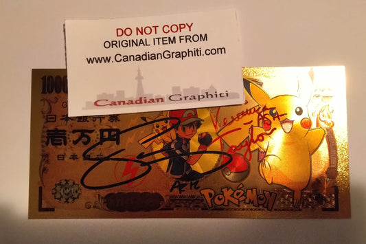 Veronica Taylor & Sarah Natochenny Hand Signed Autograph Pokemon Dollar Bill