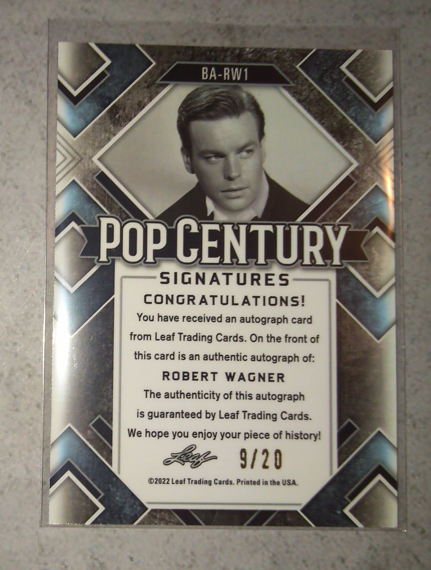 Robert Wagner Hand Signed Autograph Pop Century Signatures Card 9/20