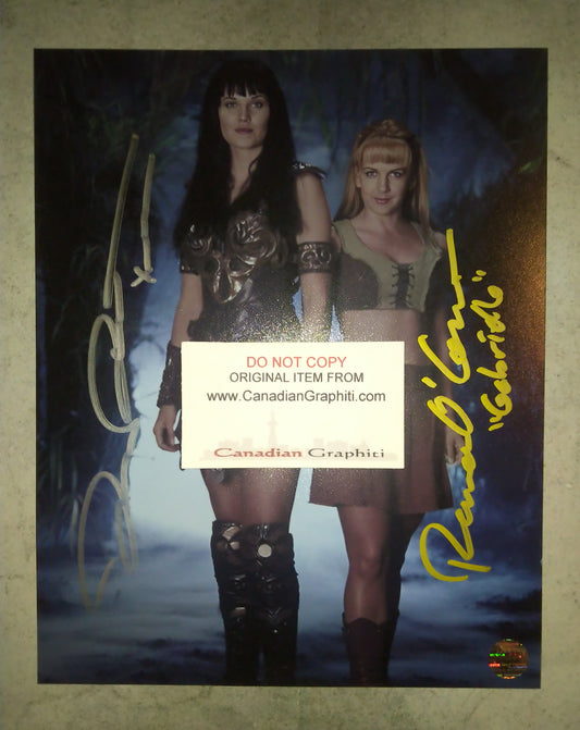 Lucy Lawless & Renee O'Connor Hand Signed Autograph 8x10 Photo Xena