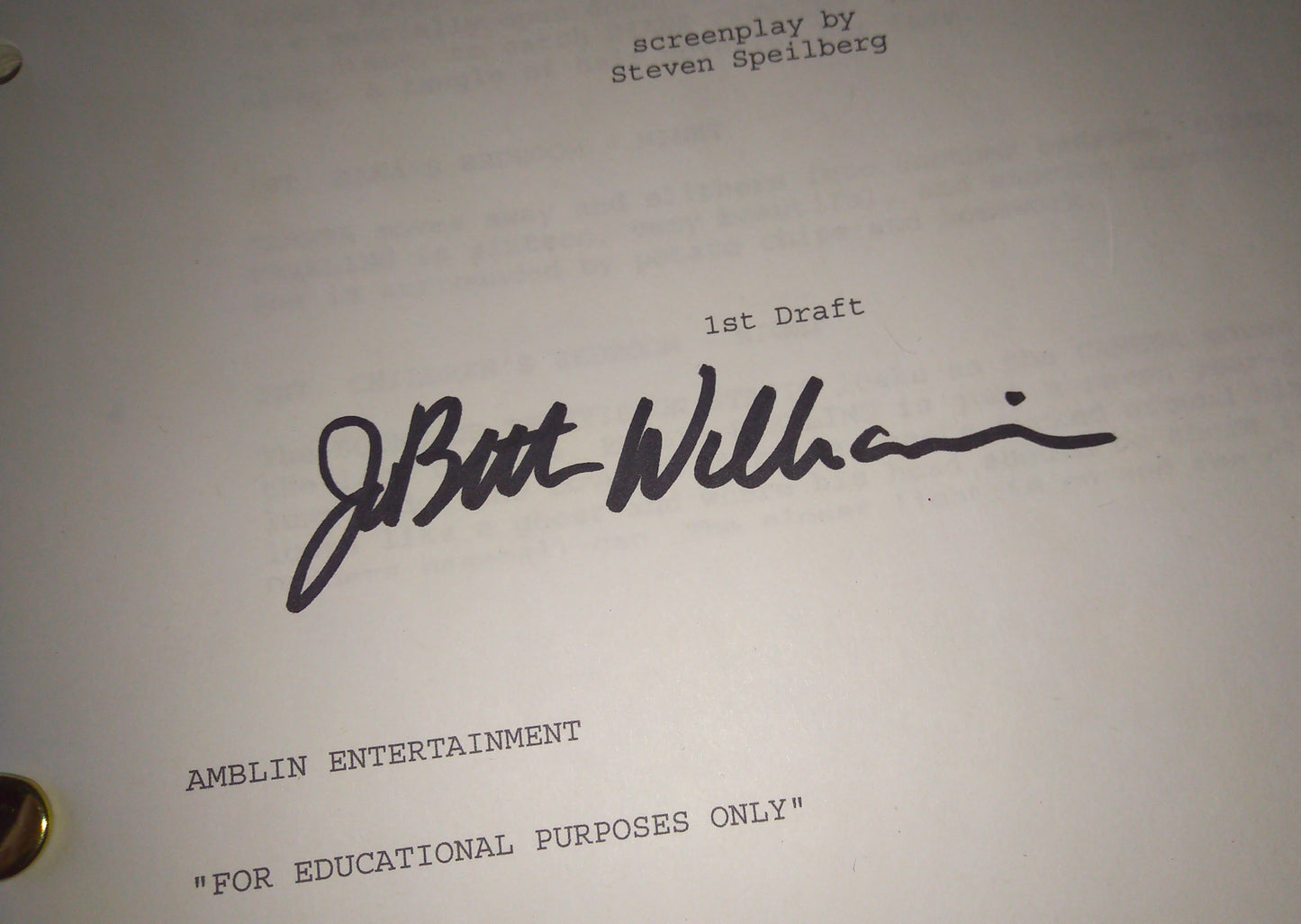 Poltergeist Cast Signed Script COA Craig T Nelson, JoBeth Williams & Zelda Rubinstein