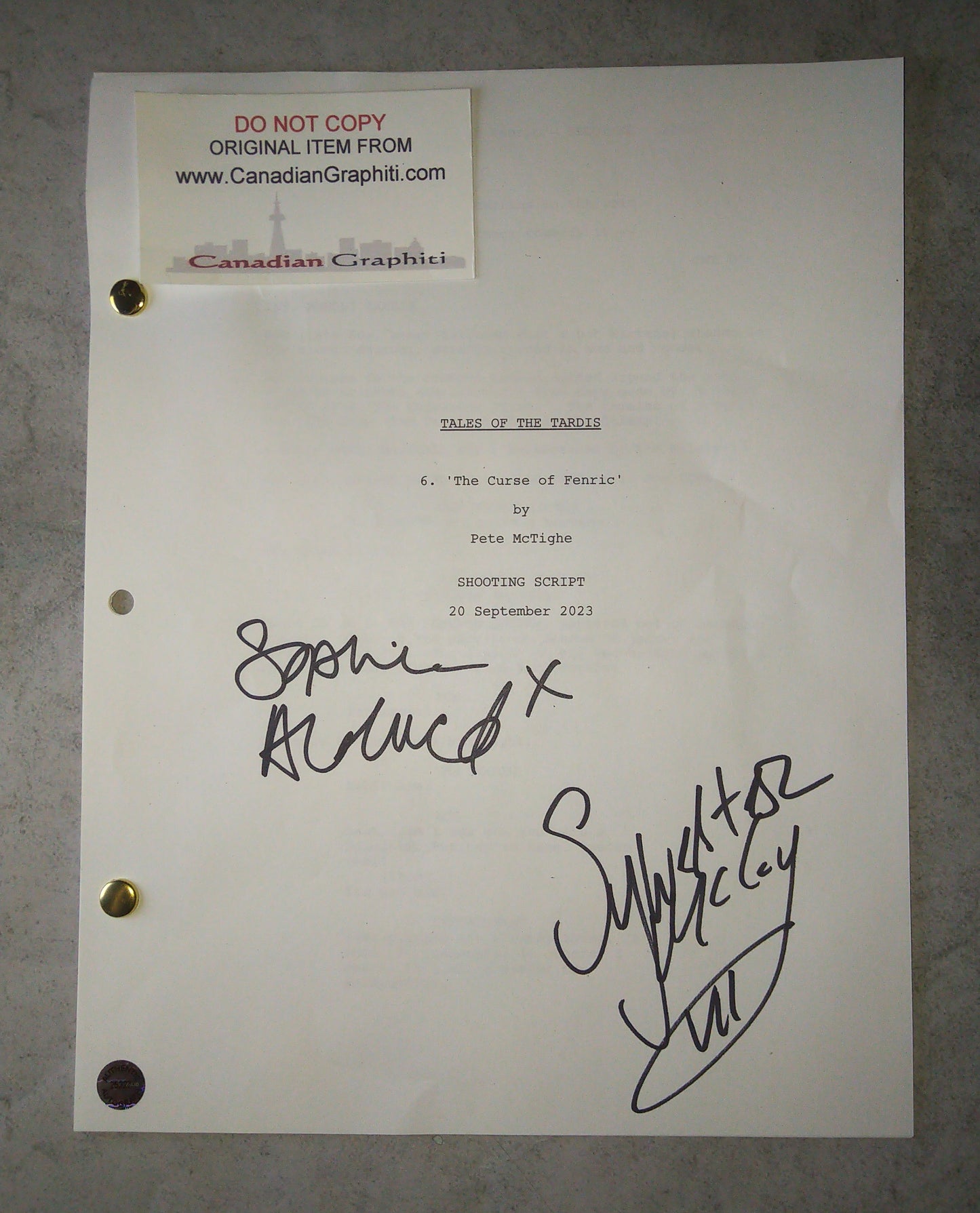 Sylvester McCoy & Sophie Aldred Hand Signed Autograph Doctor Who Script