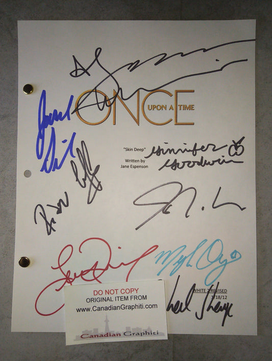 Once Upon A Time 9 Cast Hand Signed Autograph Script COA Lana Parrilla, Jennifer Morrison, Jennifer Goodwin, Josh Dallas, Robert Carlyle