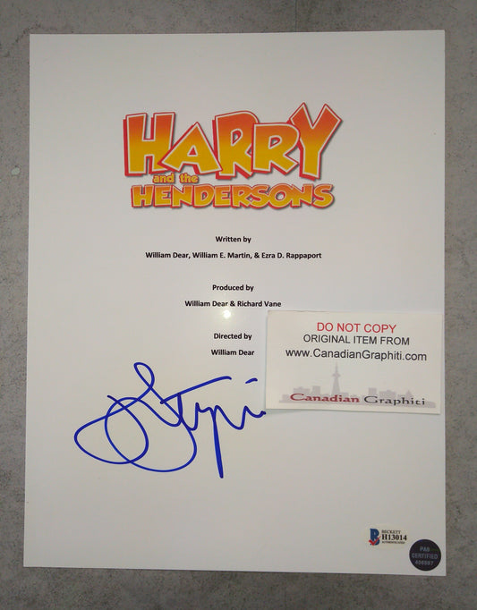 John Lithgow Hand Signed Autograph Harry & The Henderson's Script Cover BAS COA