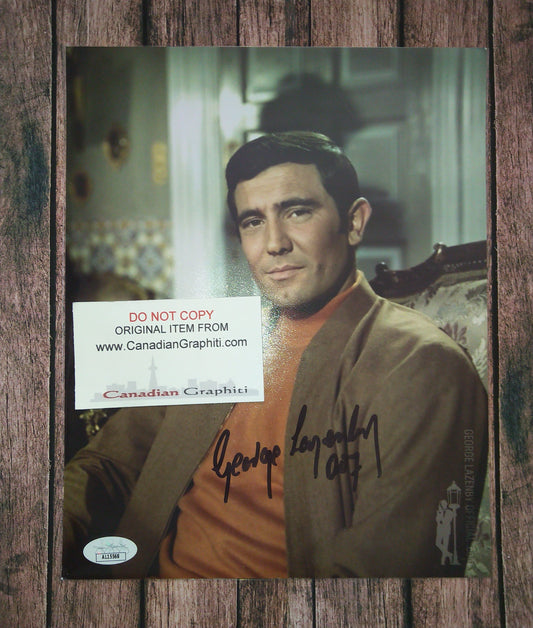 George Lazenby Hand Signed Autograph 8x10 Photo COA + JSA James Bond 007