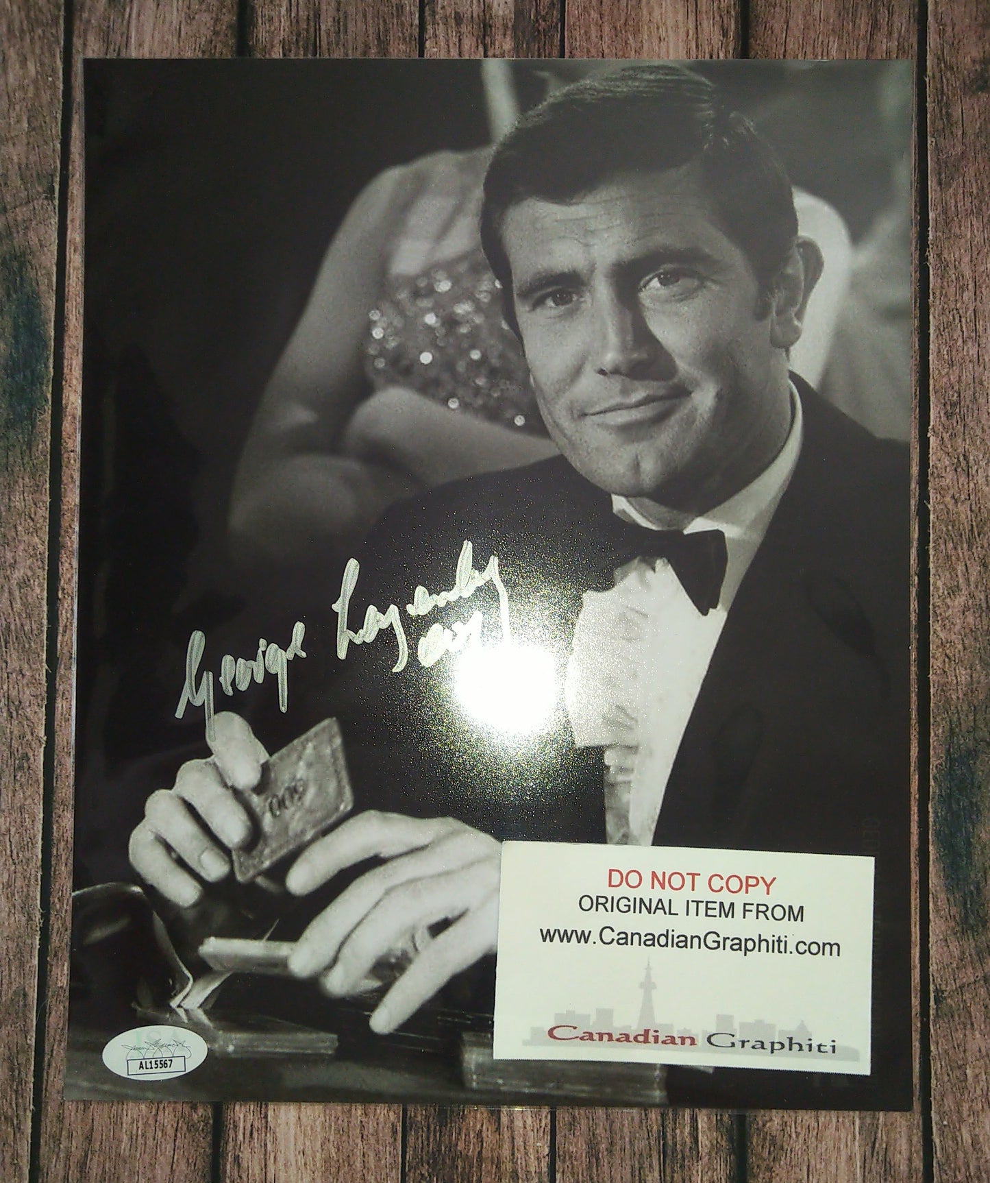 George Lazenby Hand Signed Autograph 8x10 Photo COA + JSA James Bond 007