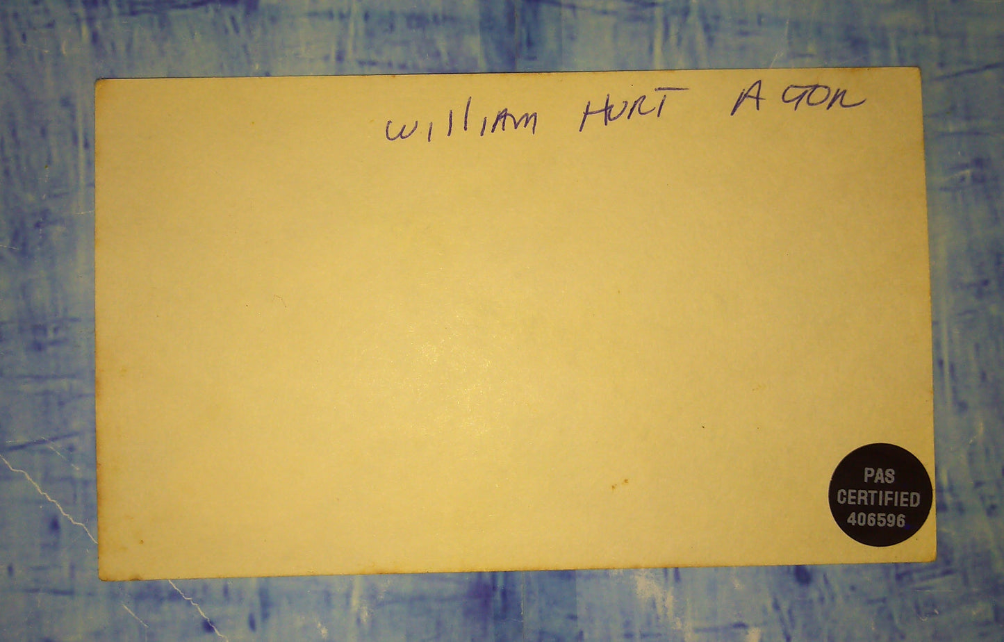 William Hurt Hand Signed Autograph Index Card