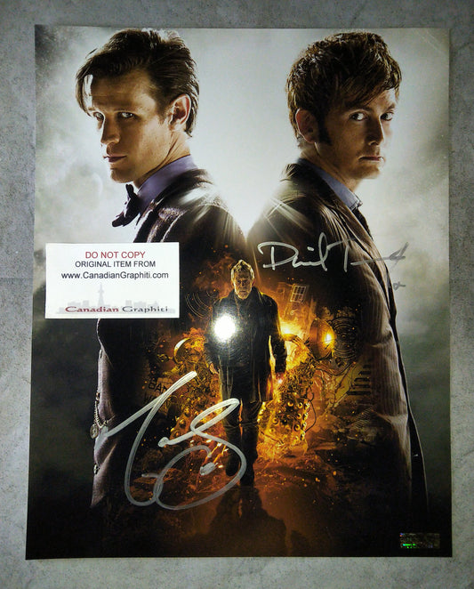 Matt Smith & David Tennant Hand Signed Autograph 11x14 Photo Doctor Who