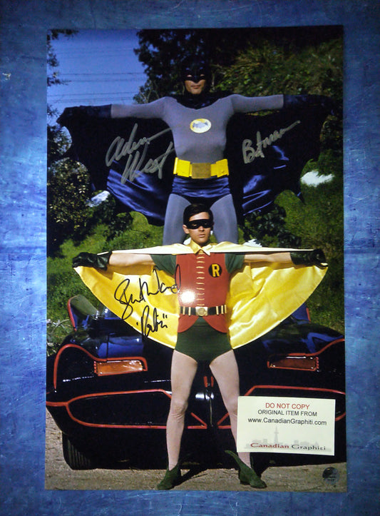 Adam West & Burt Ward Hand Signed Autograph 11x17 Photo COA Batman