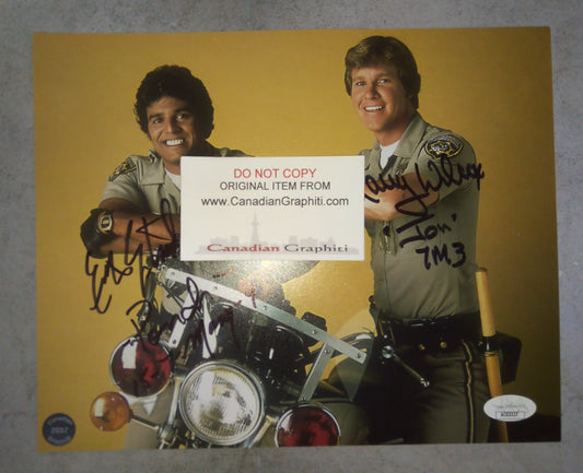 Erik Estrada & Larry Wilcox Hand Signed Autograph 8x10 Photo COA JSA Chips