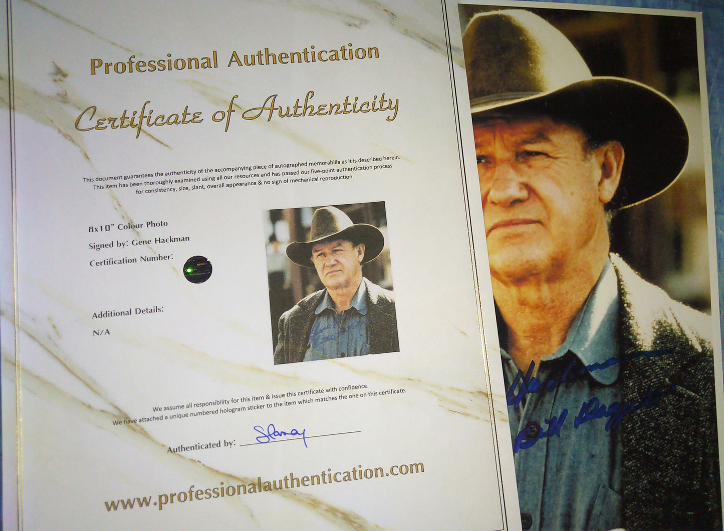 Gene Hackman Hand Signed Autograph + Character 8x10 Photo COA Unforgiven