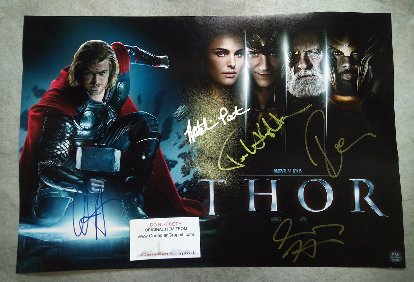 Thor Cast Hand Signed Autograph 13x19 Photo COA Chris Hemsworth, Tom HIddleston, Natalie Portman