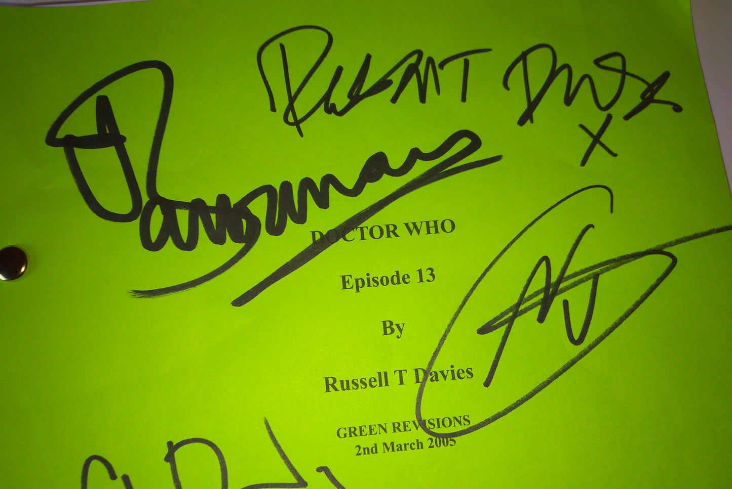 Doctor Who 6 Cast Hand Signed Autograph Script COA Christopher Eccleston, Billie Piper, David Tennant