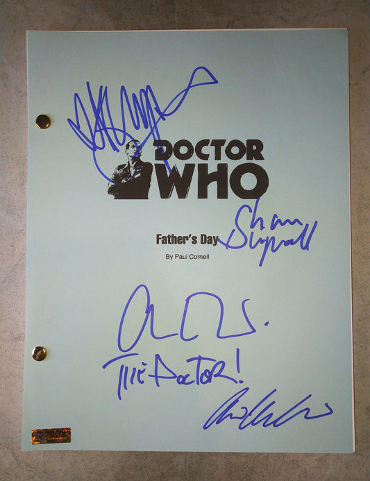 Doctor Who 4 Cast Hand Signed Autograph Script COA Christopher Eccleston, Billie Piper