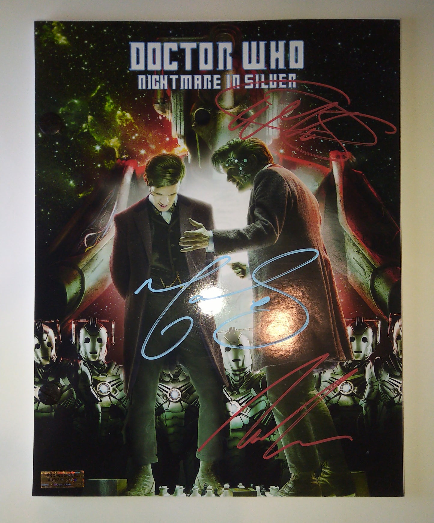 Matt Smith, Jenna Coleman & Warwick Davis Hand Signed Autograph Doctor Who Script COA