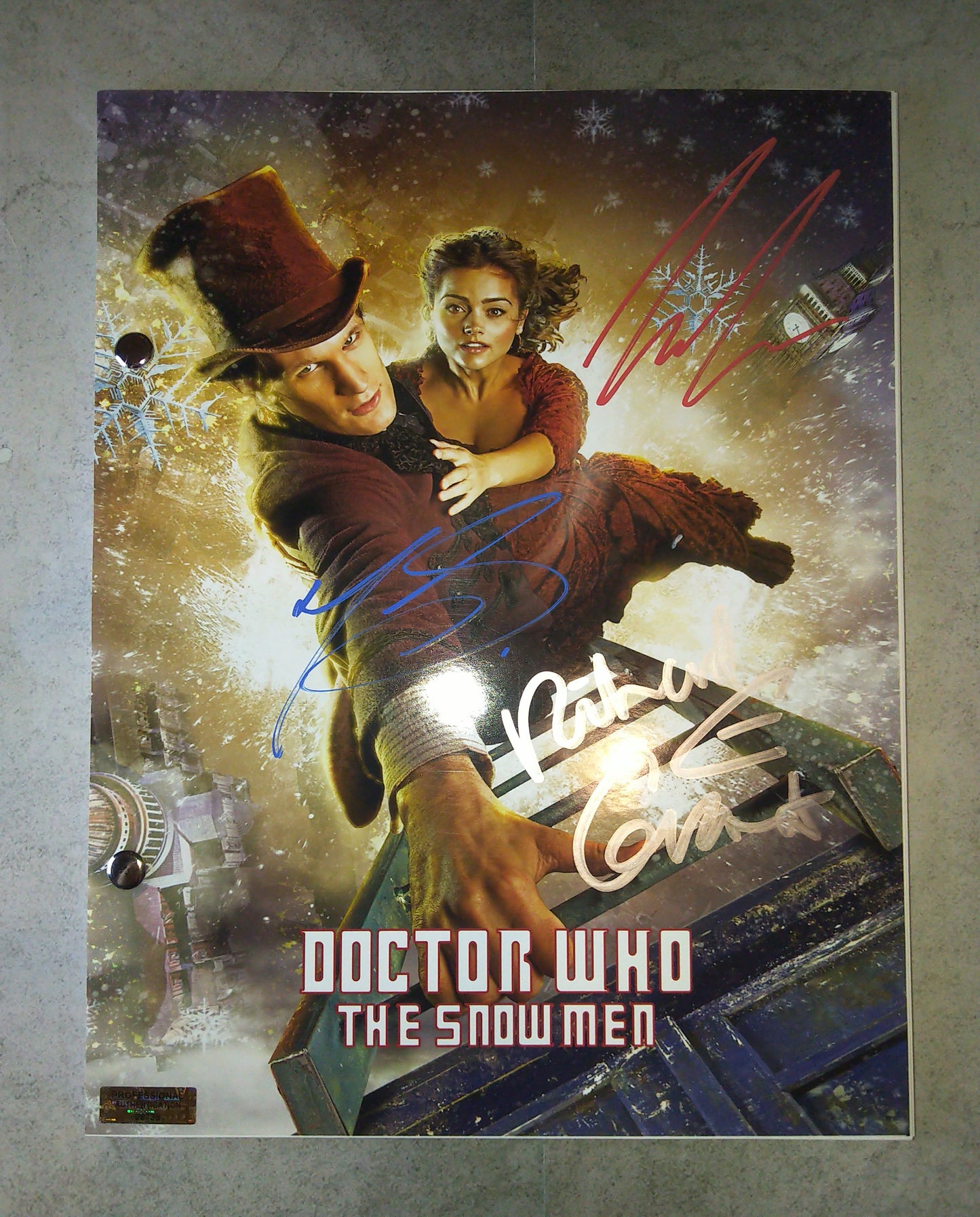 Matt Smith, Jenna Coleman & Richard E Grant Hand Signed Autograph Doctor Script COA