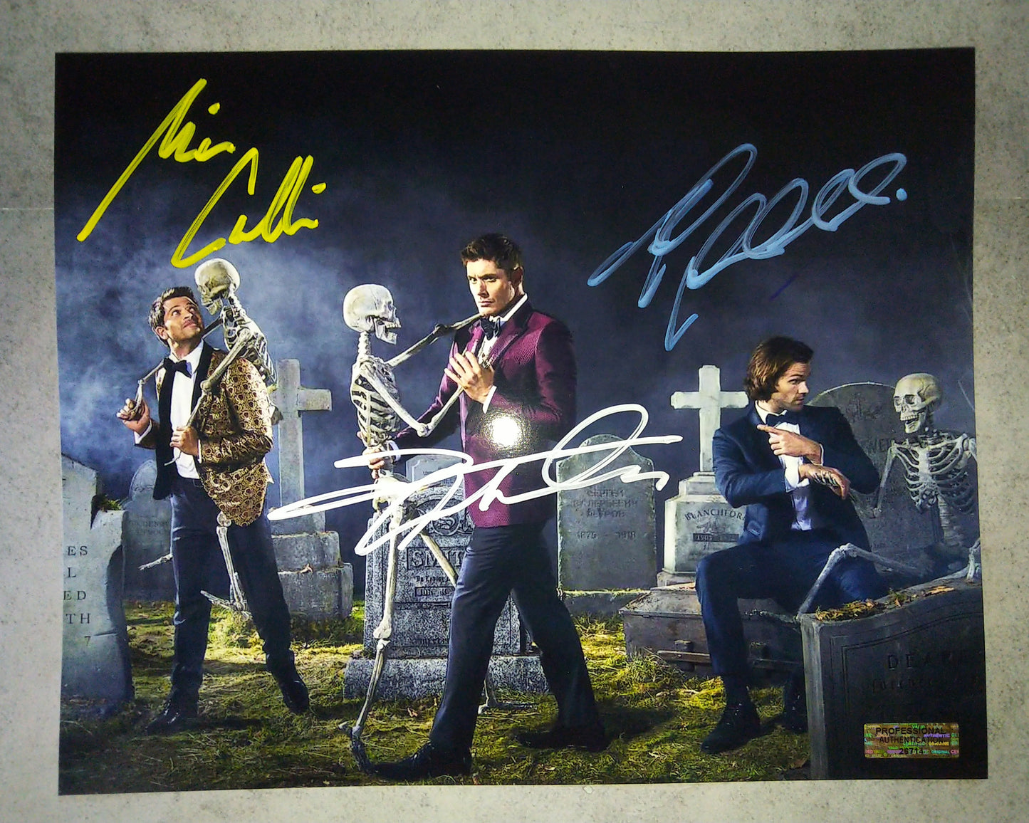 Jensen Ackles, Jared Padalecki & Misha Collins Hand Signed Autograph 8x10 Photo COA Supernatural