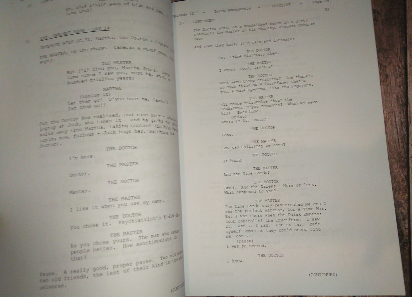 Doctor Who Season 3 The Sound Of Drums Complete Script