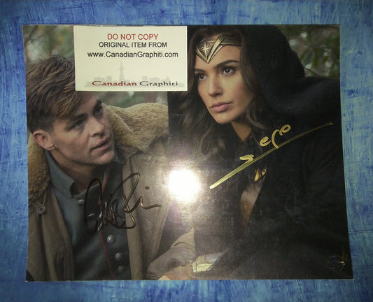 Gal Gadot & Chris Pine Hand Signed Autograph 8x10 Photo COA Wonder Woman