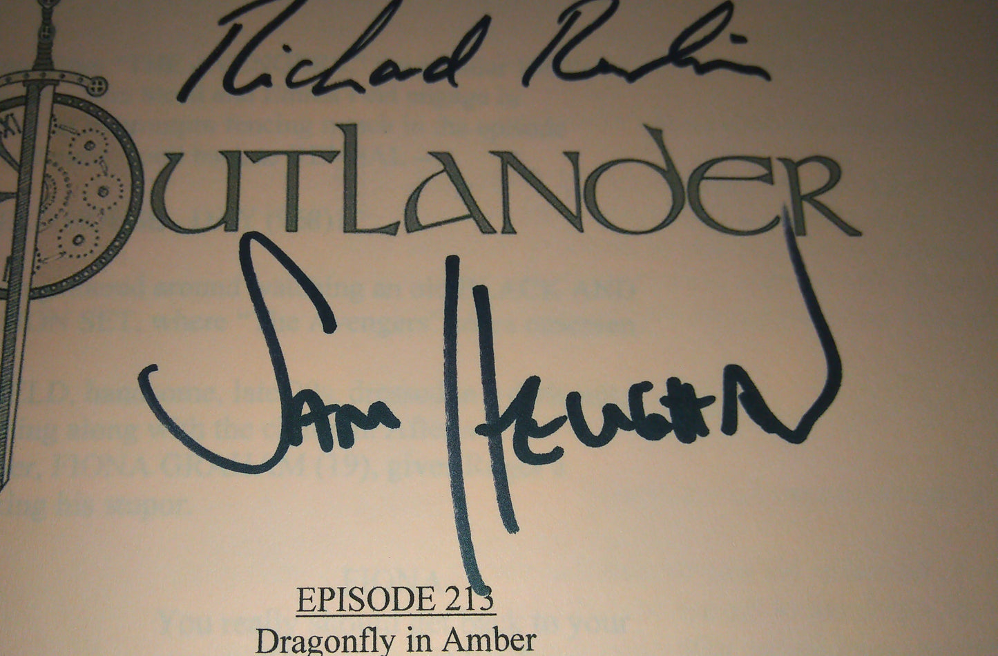 Outlander 4x Cast Hand Signed Autograph Script COA Sam Heughan