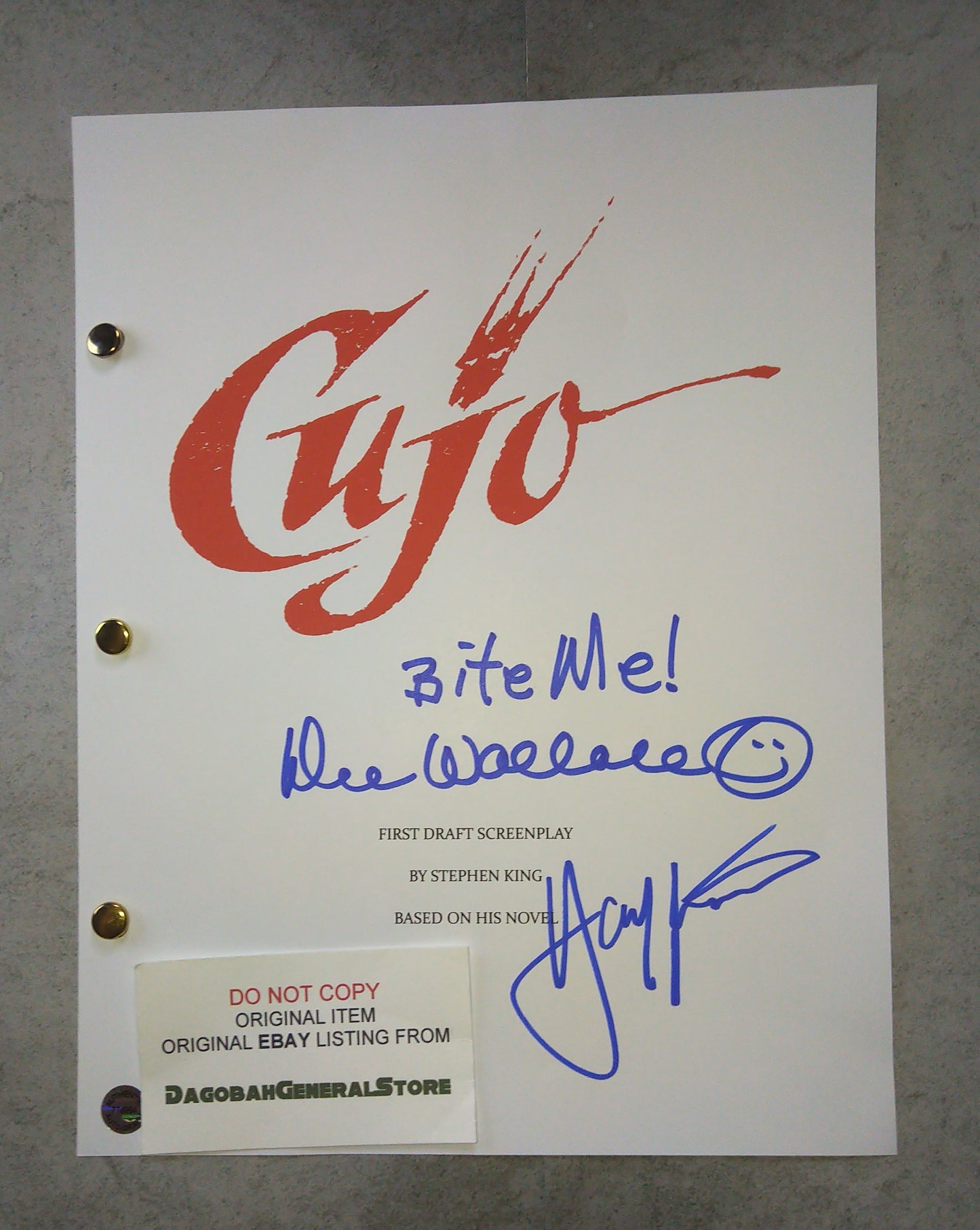 Dee Wallace & Danny Pintauro Hand Signed Autograph Cujo Script COA